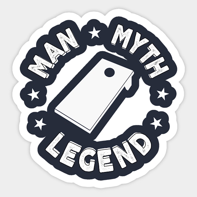 Funny Cornhole T-Shirt Man Myth Legend Bean Bag Toss Dad Sticker by 14thFloorApparel